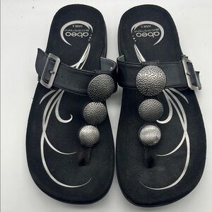 Abeo leather Sandals Sz 8.5 metal embellishments B.i.o. system